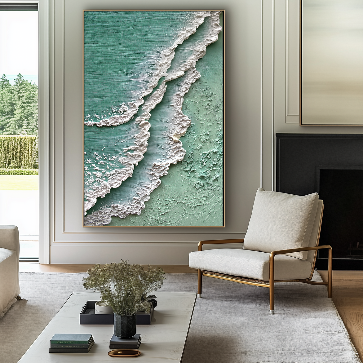 Coastal Serenity – Textured Ocean Wave Painting