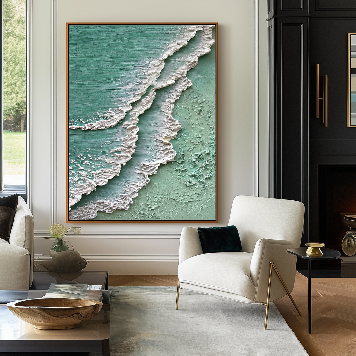 Coastal Serenity – Textured Ocean Wave Painting