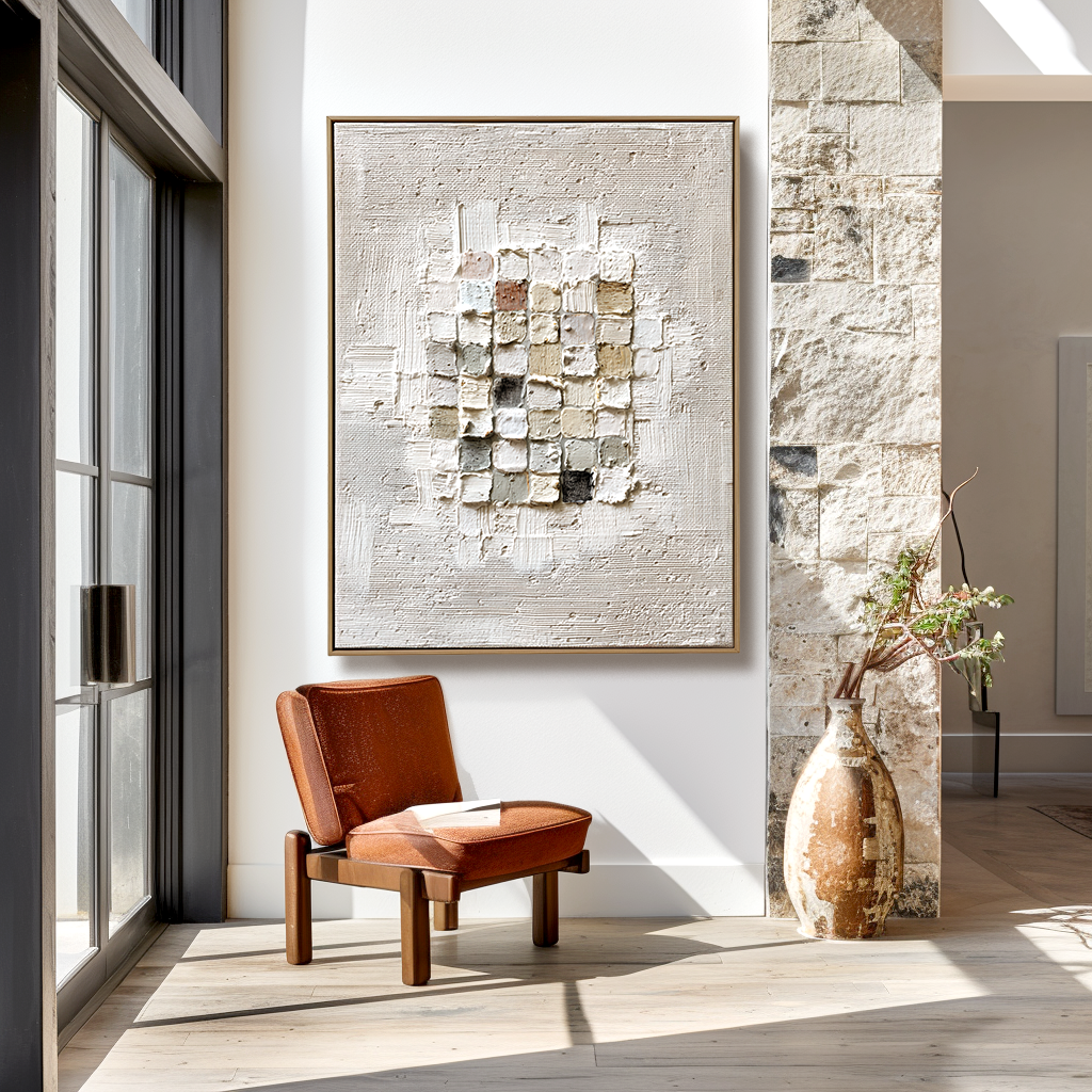 Abstract Textured Square Blocks - Minimalist Wall Art