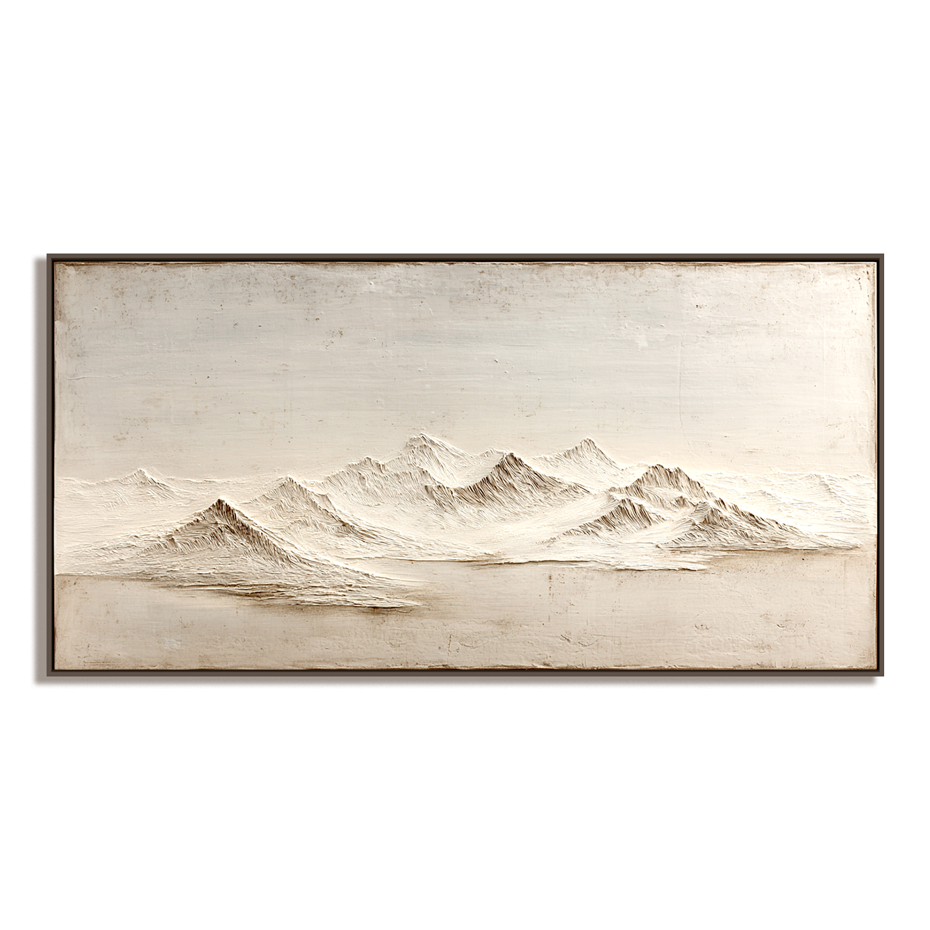Textured minimalist mountain peaks with a soft gradient background in neutral tones.