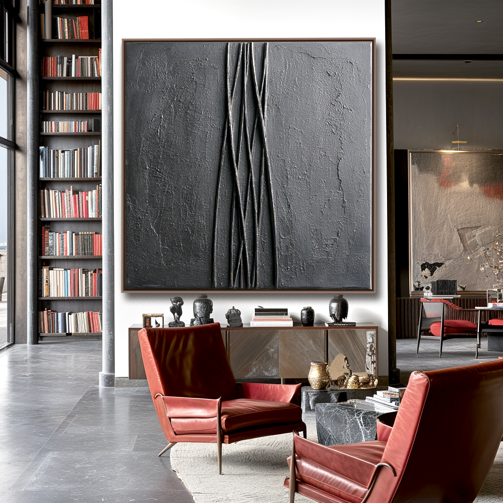 Abstract Black Textured Art - Wavy Lines