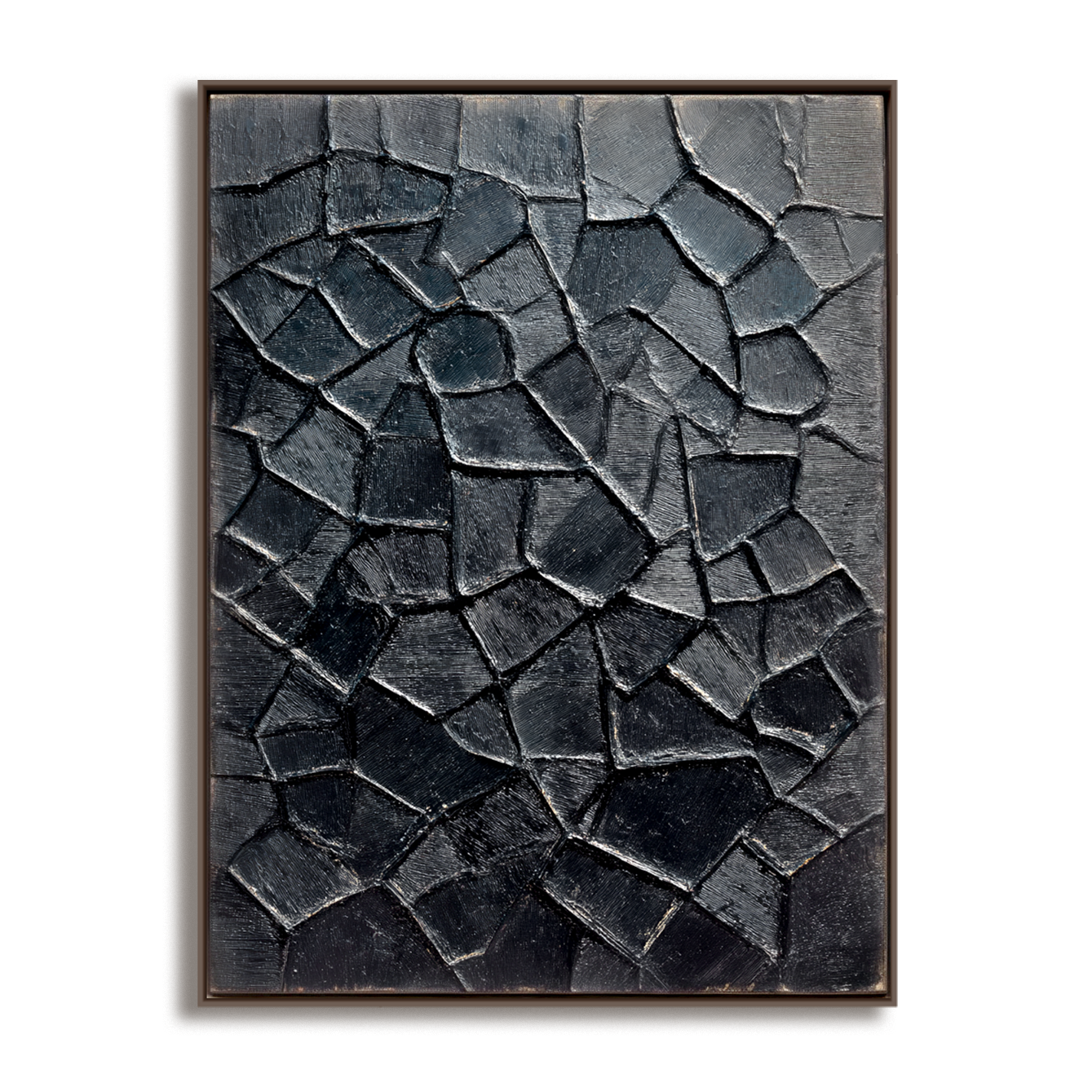 Abstract Textured Art - Cracked Black Surface Design