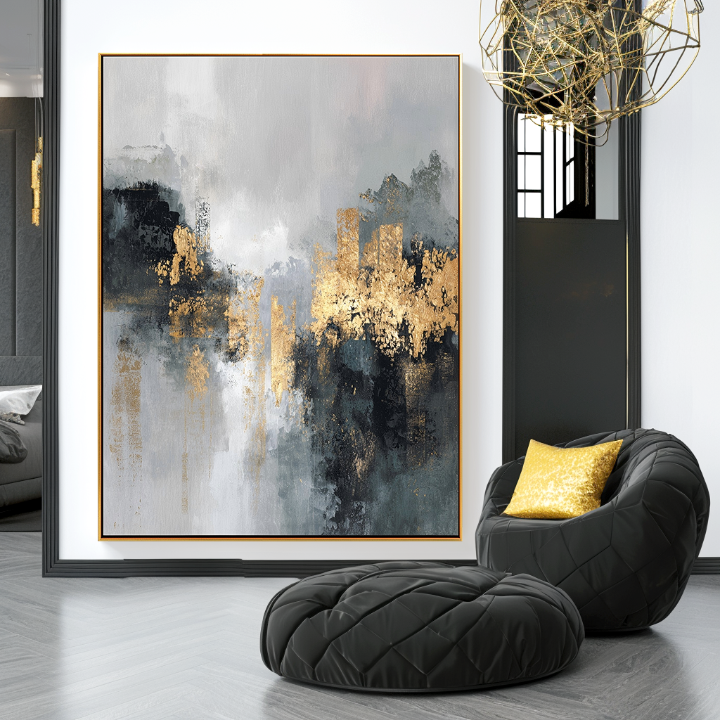 Abstract Landscape with Gold Accents - Modern Art