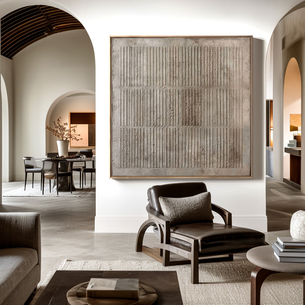 Textured abstract lines in a grid pattern with neutral tones and minimalist design.