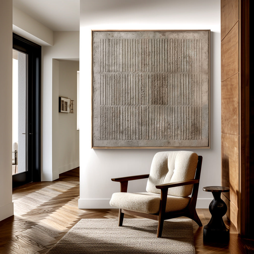 Textured abstract lines in a grid pattern with neutral tones and minimalist design.