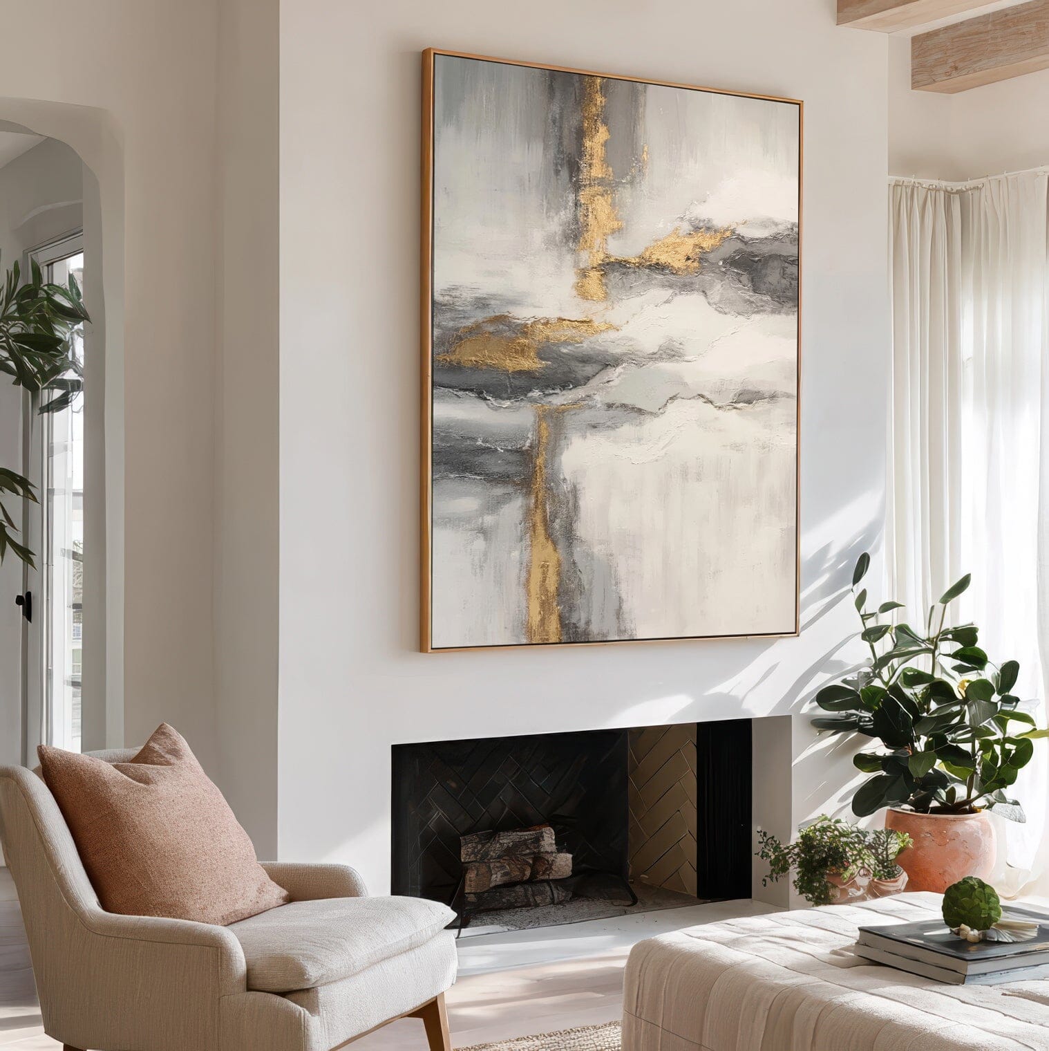 Hand-Painted Textured Abstract Oil Painting on Canvas