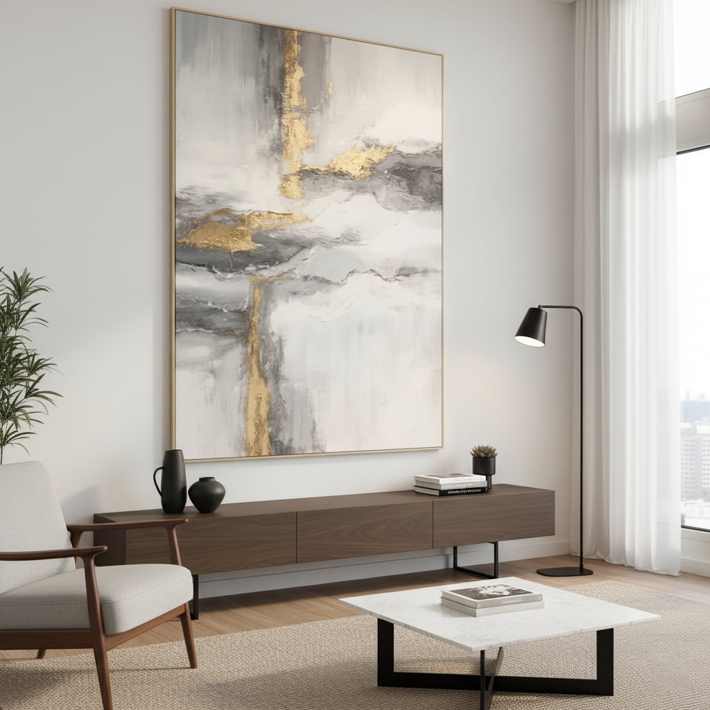 Hand-Painted Textured Abstract Oil Painting on Canvas