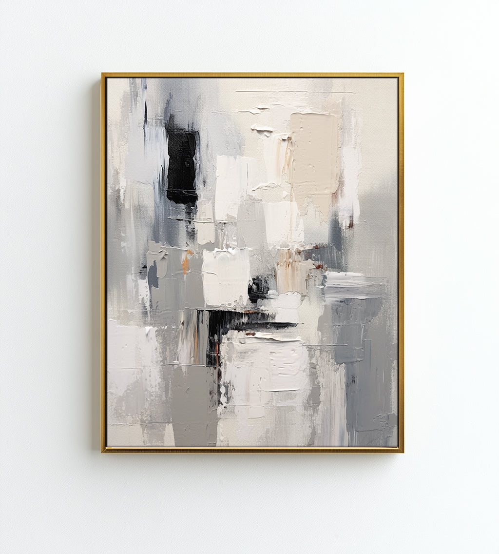 Modern textured abstract painting with thick neutral layers, ideal for minimalist and Wabi-Sabi interior decor.