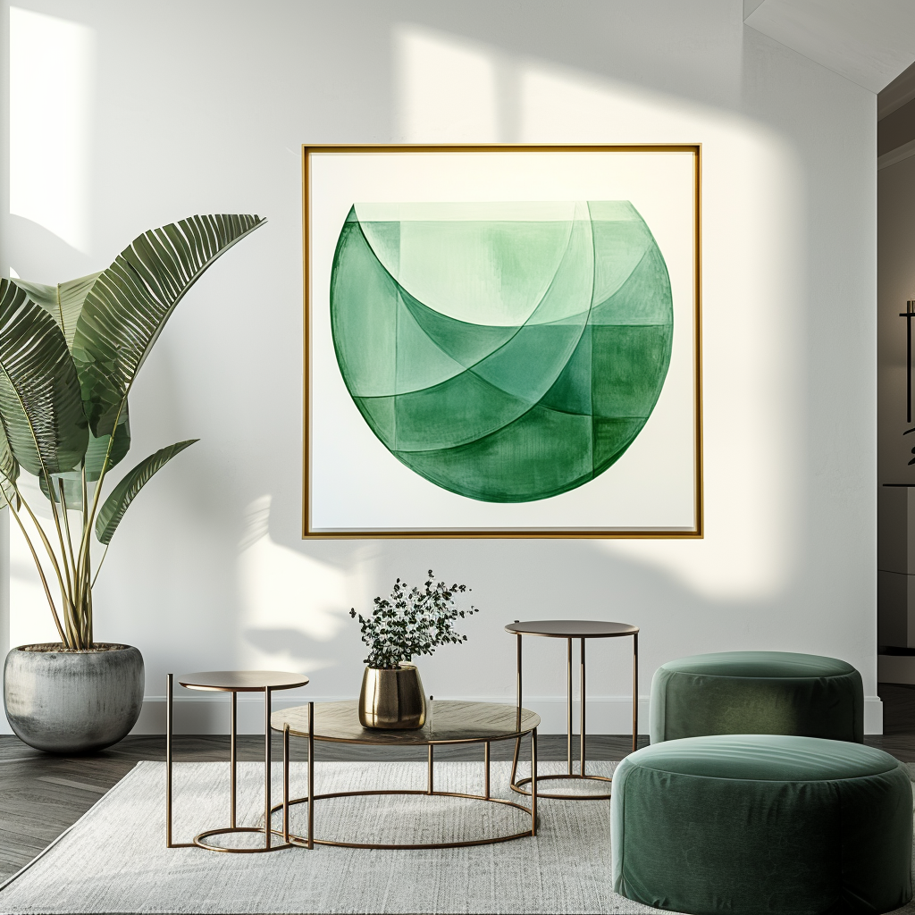 Green Geometric Abstract Art - Fluid Shapes in Soft Tones