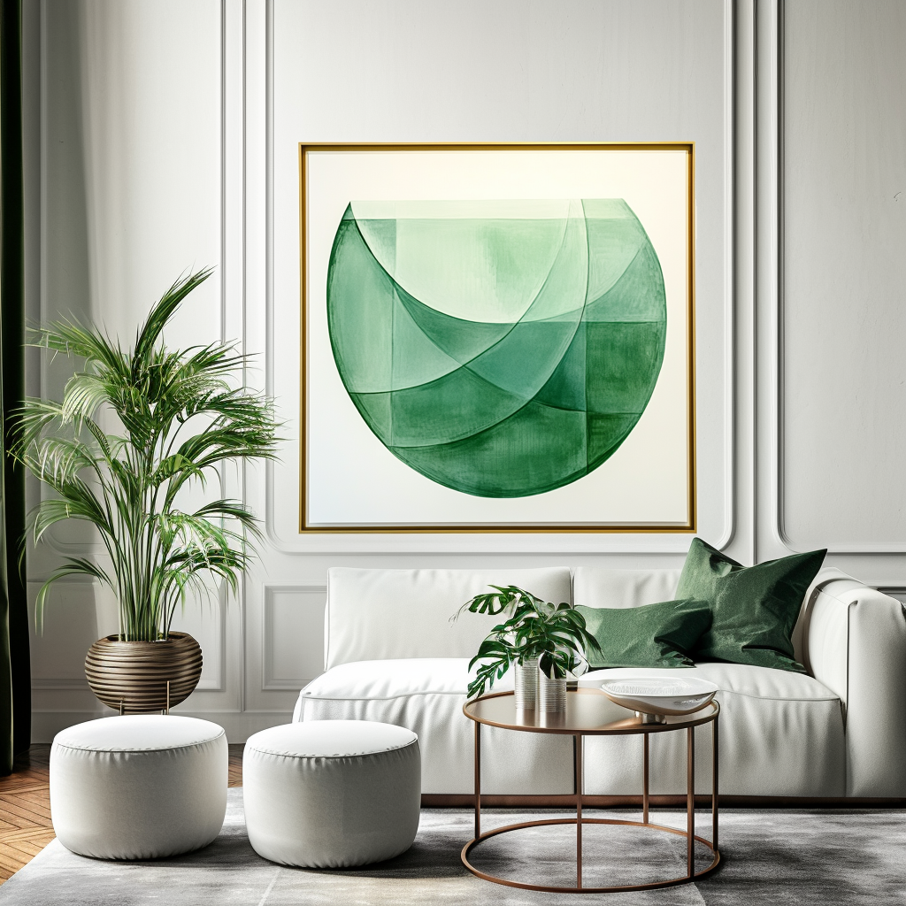 Green Geometric Abstract Art - Fluid Shapes in Soft Tones