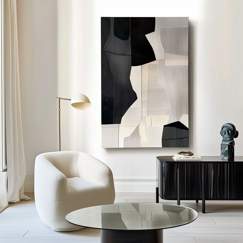 Monochrome Elegance – Abstract Black and White Art
