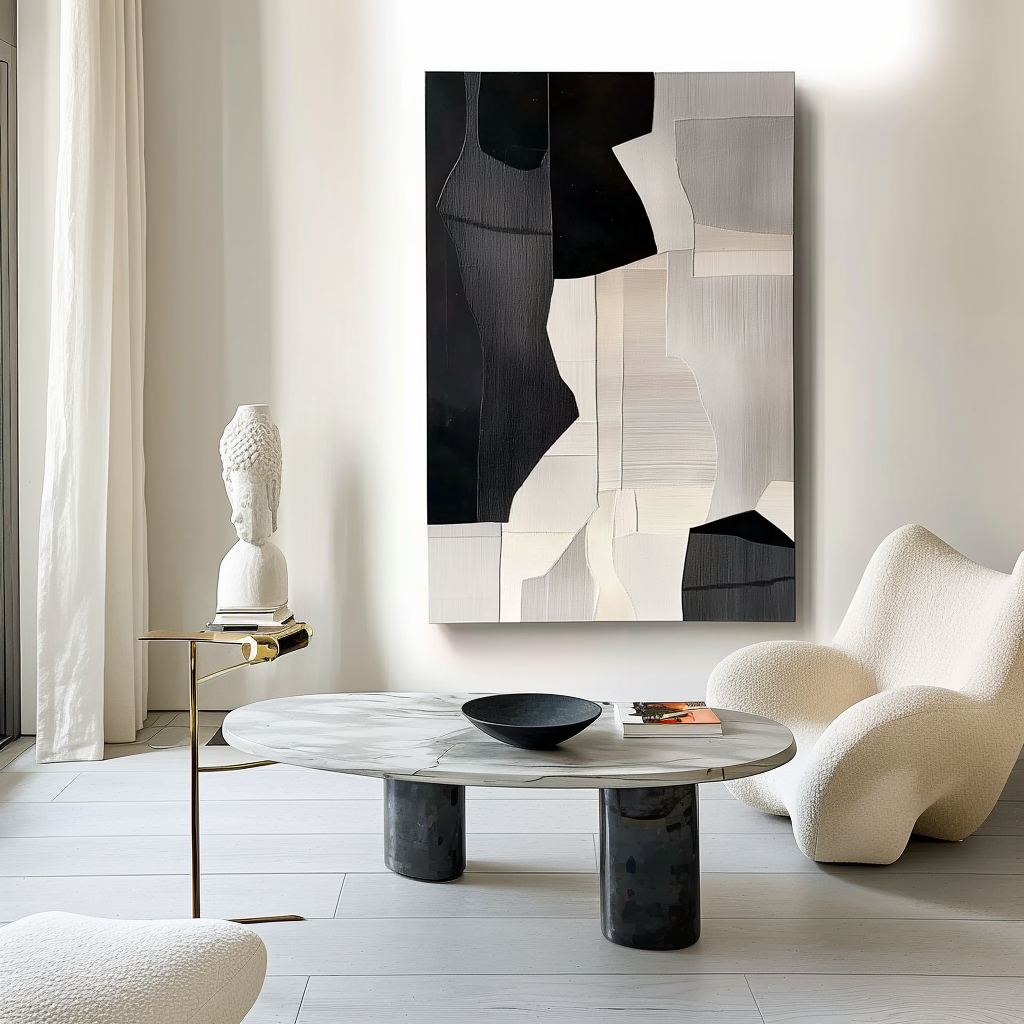Monochrome Elegance – Abstract Black and White Art