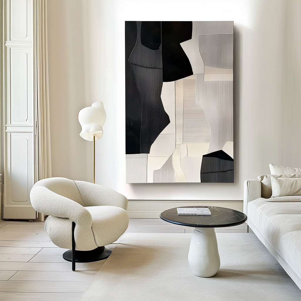 Monochrome Elegance – Abstract Black and White Art