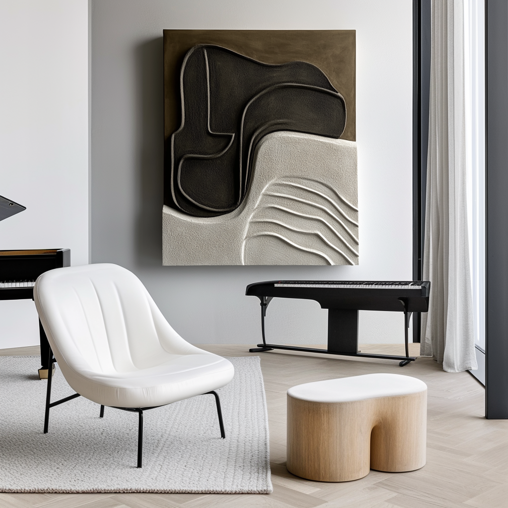 Abstract Textured Art – Organic Shapes with 3D Relief in Earthy Tones