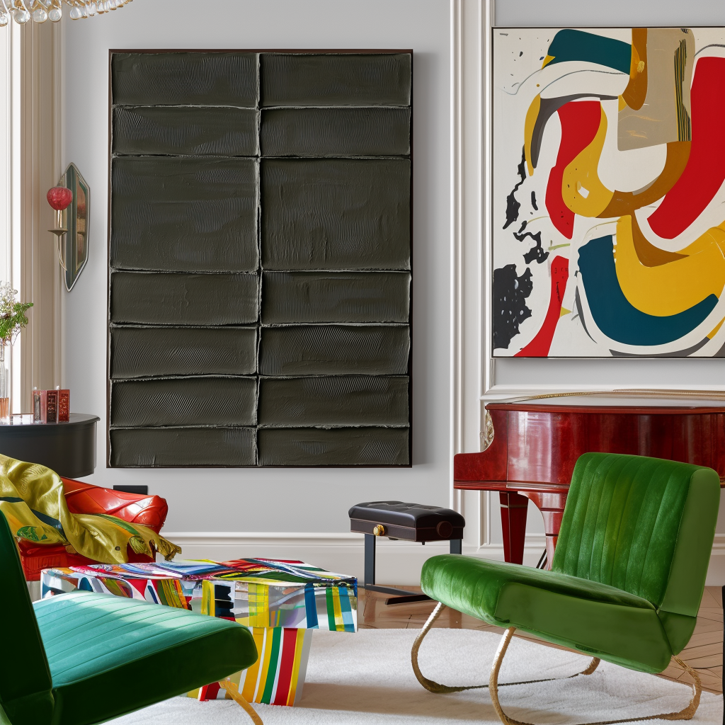 Minimalist textured geometric abstract painting with earthy rectangular patterns