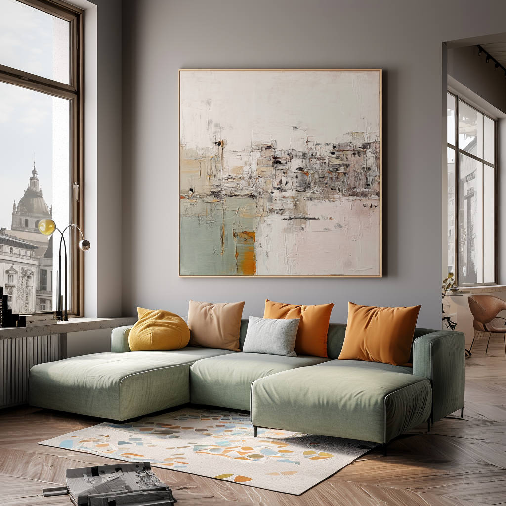 Abstract textured painting with soft colors and modern brushstroke design