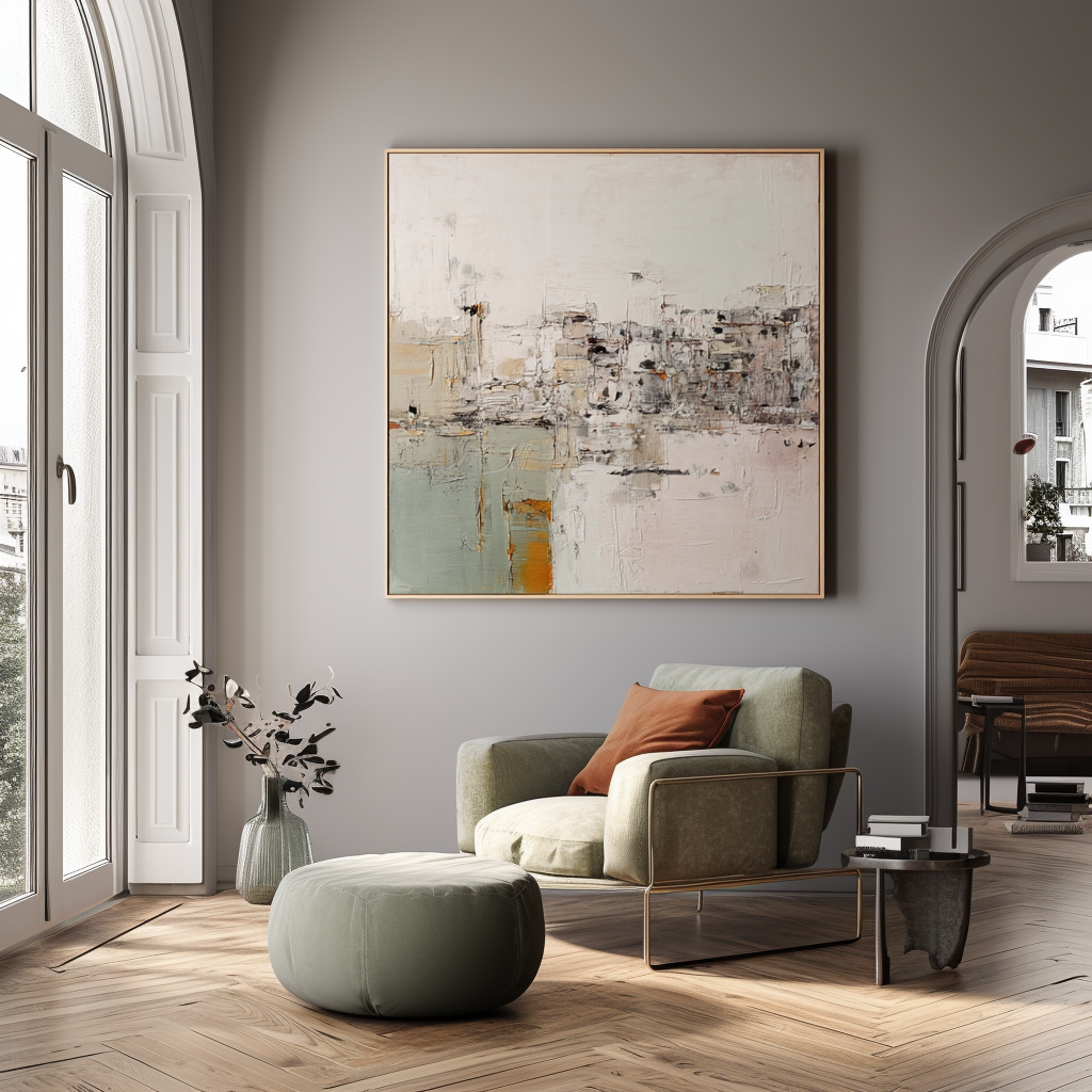 Abstract textured painting with soft colors and modern brushstroke design