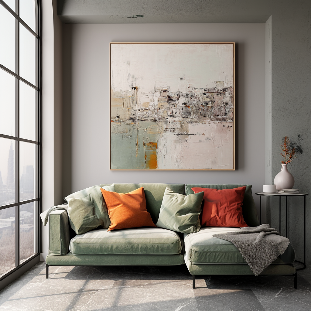 Abstract textured painting with soft colors and modern brushstroke design