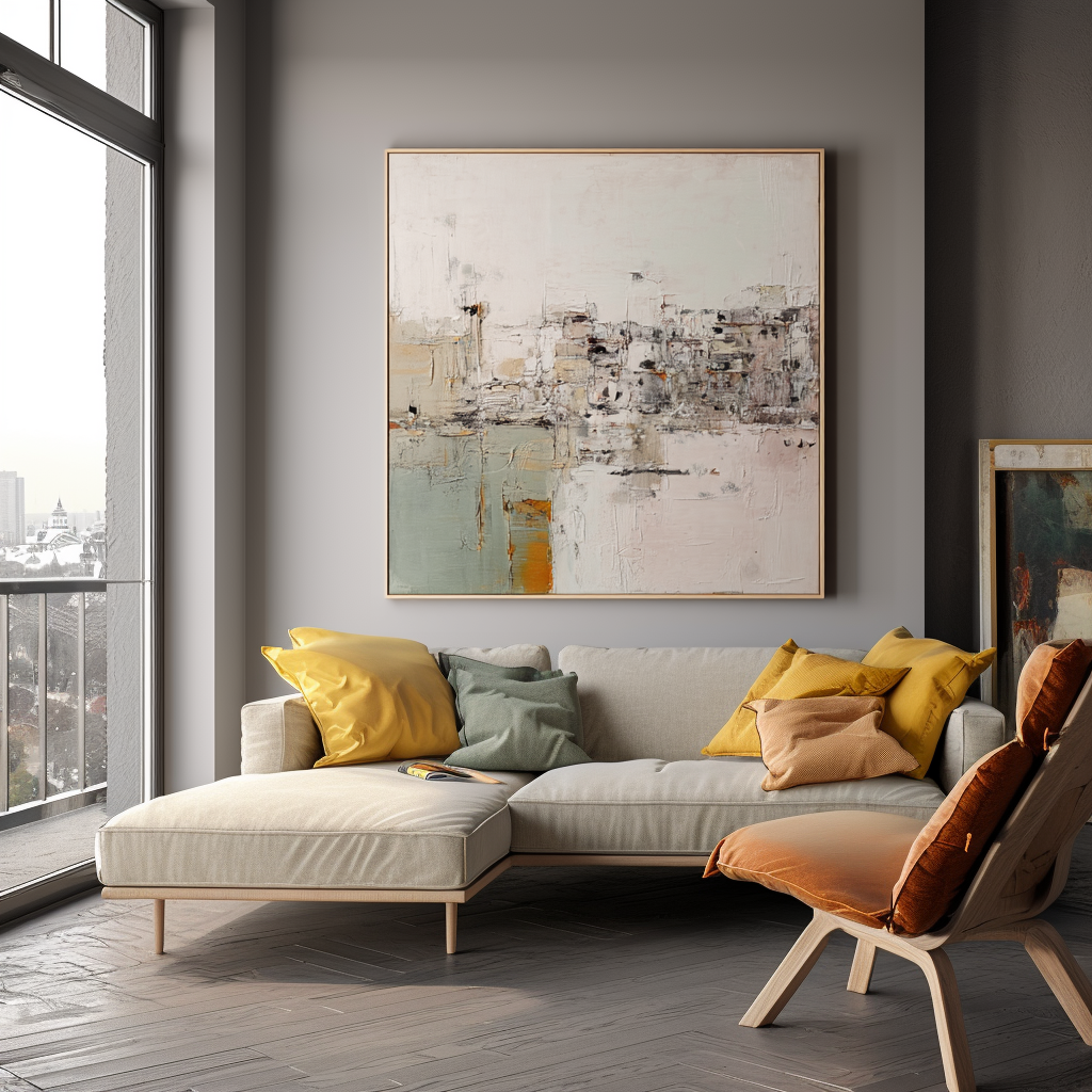 Abstract textured painting with soft colors and modern brushstroke design