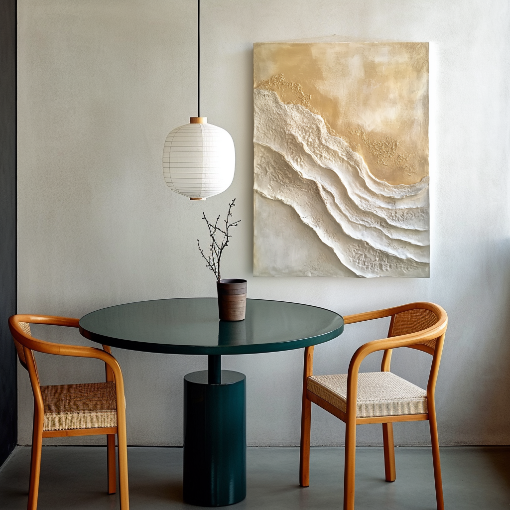 Minimalist gold and white textured abstract painting with layered 3D surface