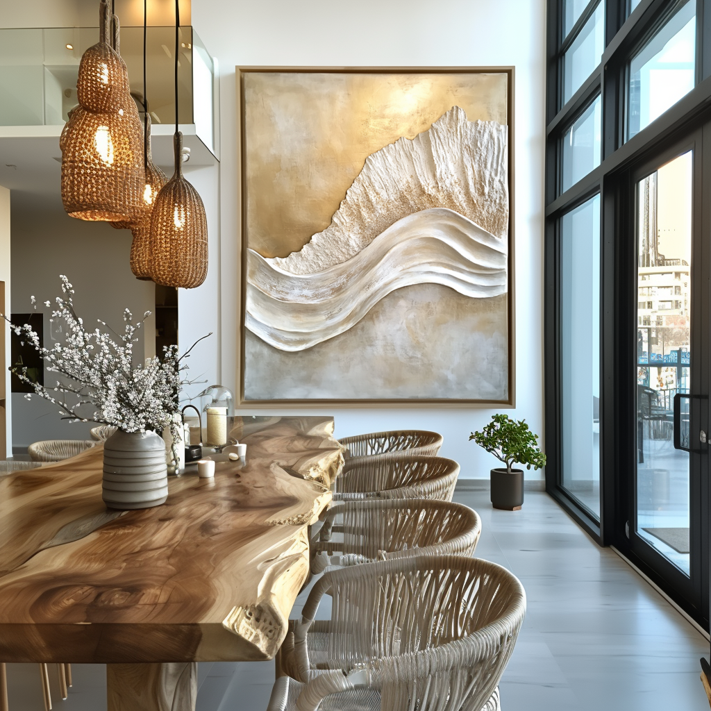 Golden Crest – Modern Textured Wave Wall Art