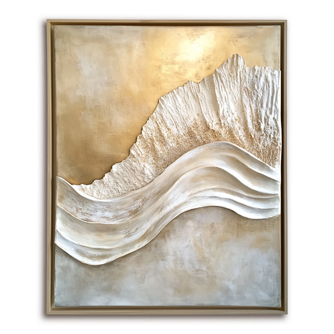 Golden Crest – Modern Textured Wave Wall Art