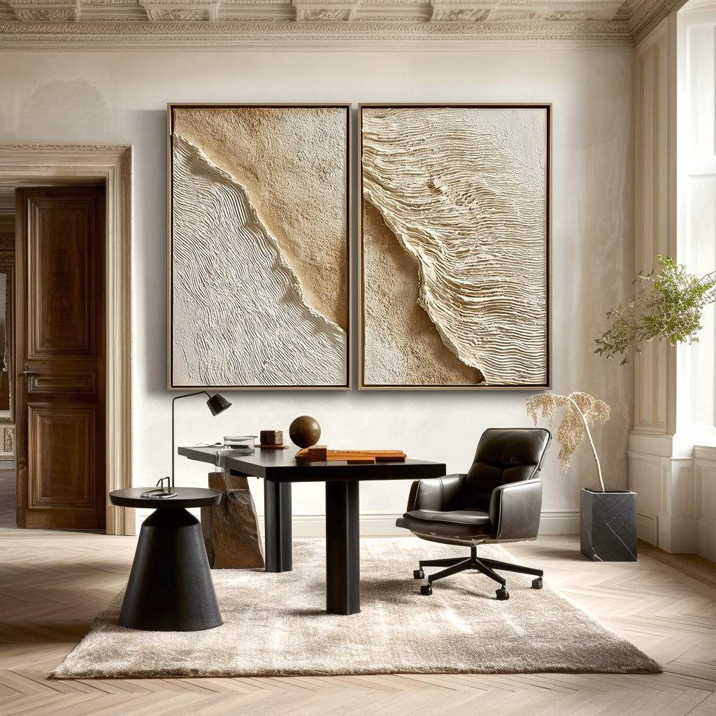 Sandy Whisper – 2-Piece Textured Coastal Wall Art Set