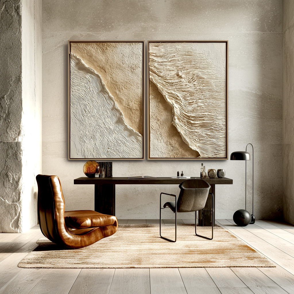 Sandy Whisper – 2-Piece Textured Coastal Wall Art Set
