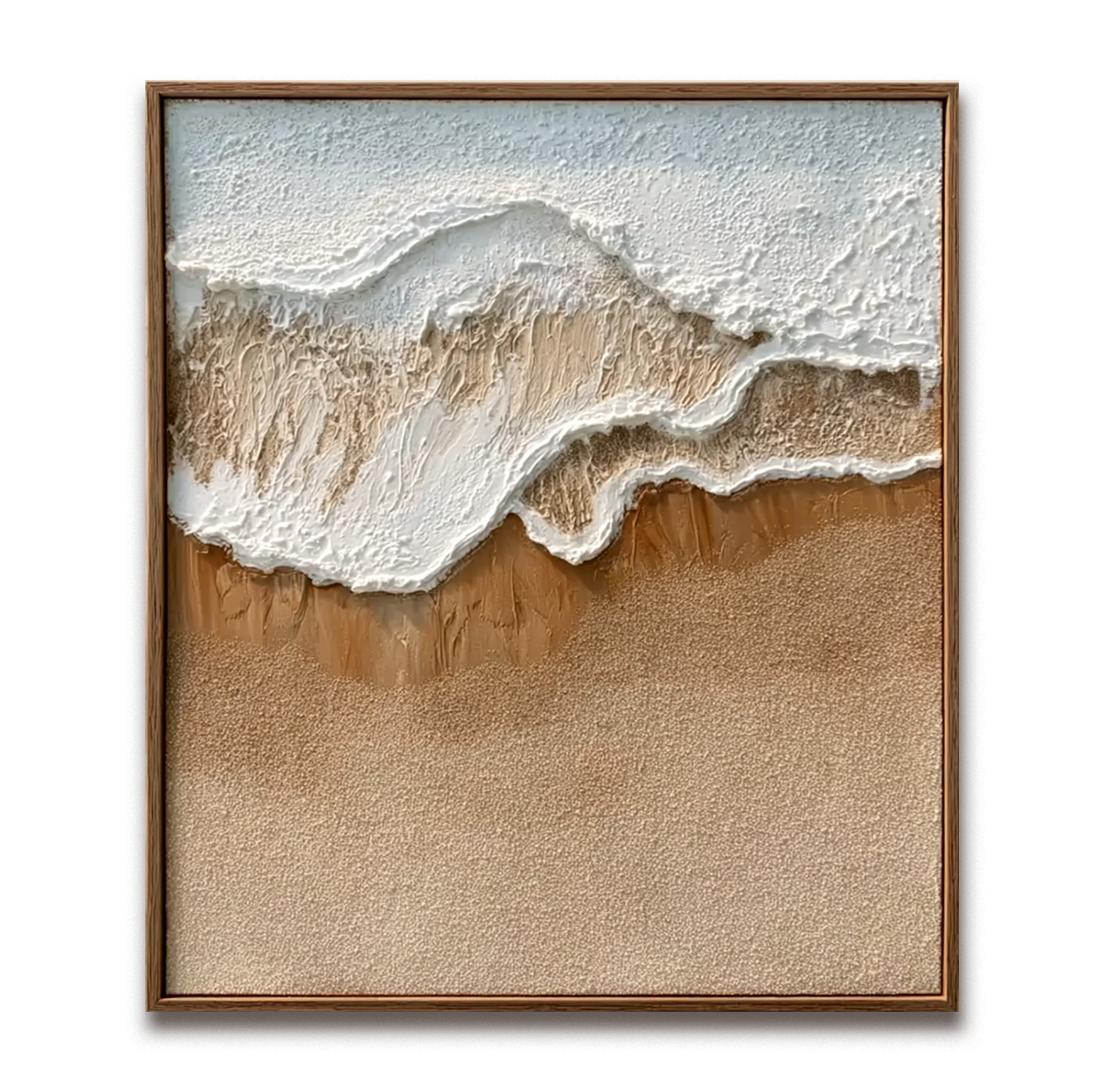 Textured coastal ocean wave and sandy beach abstract wall art