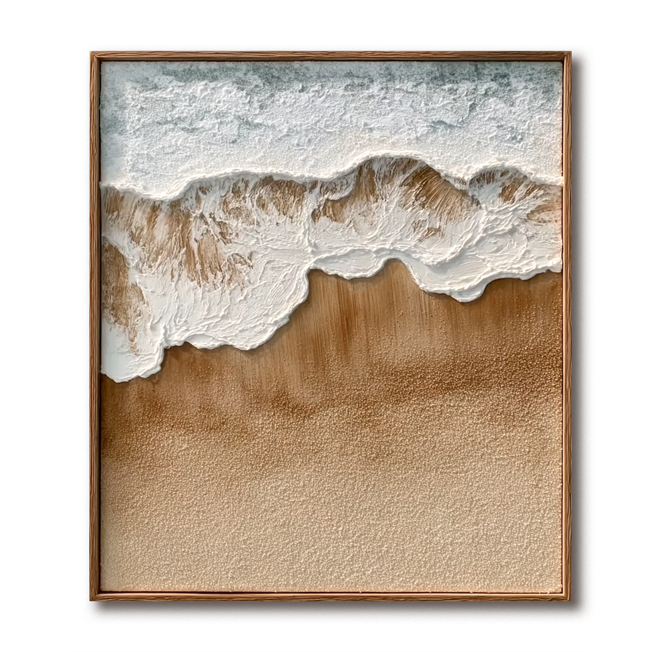 Textured ocean wave and sand beach coastal abstract wall art