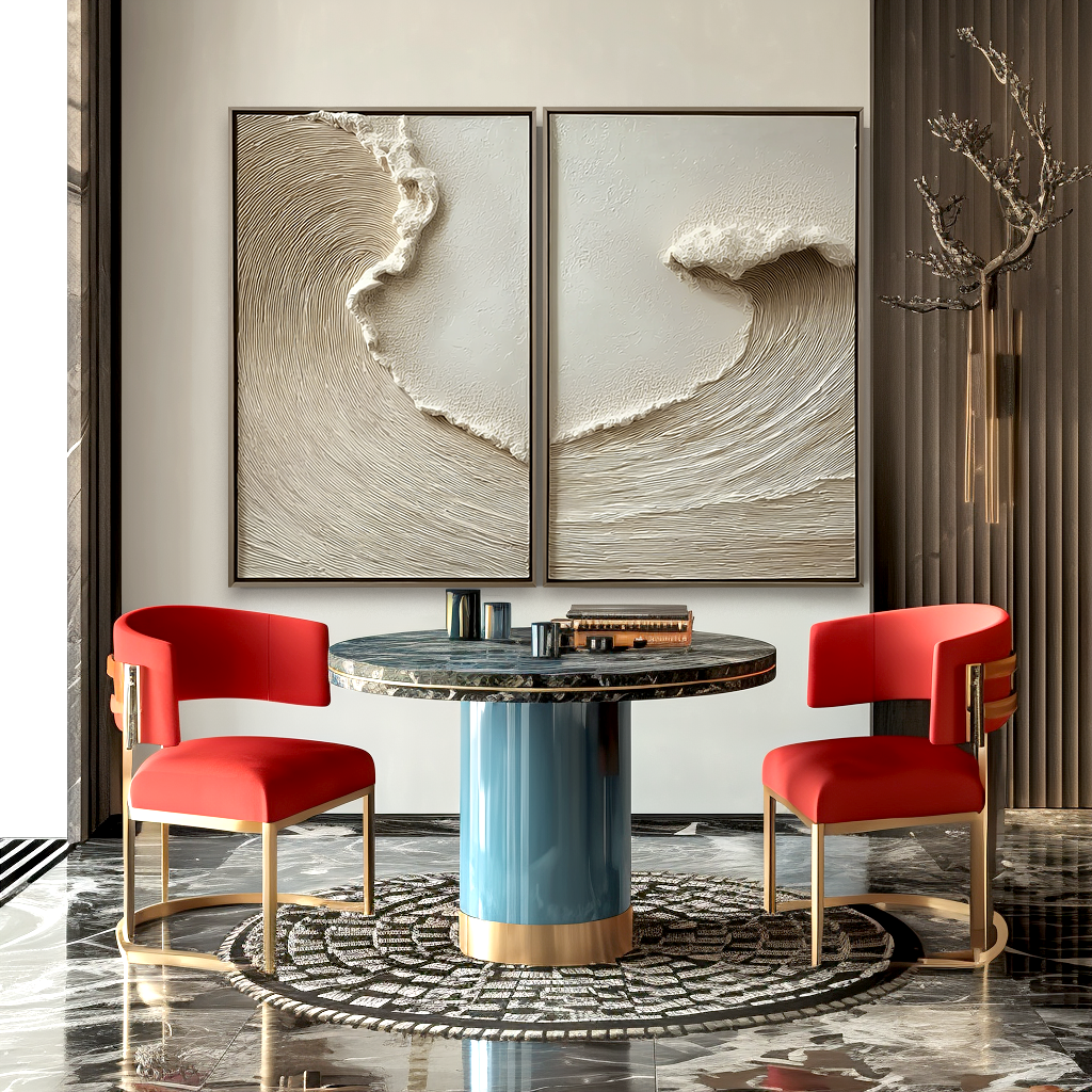Beige textured ocean wave diptych wall art with minimal coastal design