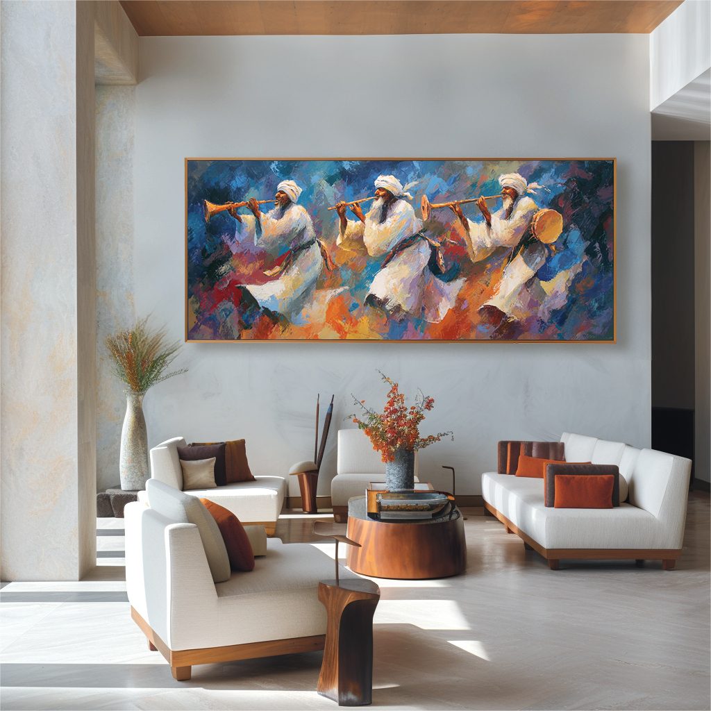 Tribal Musicians in Motion – Colorful African Music Painting