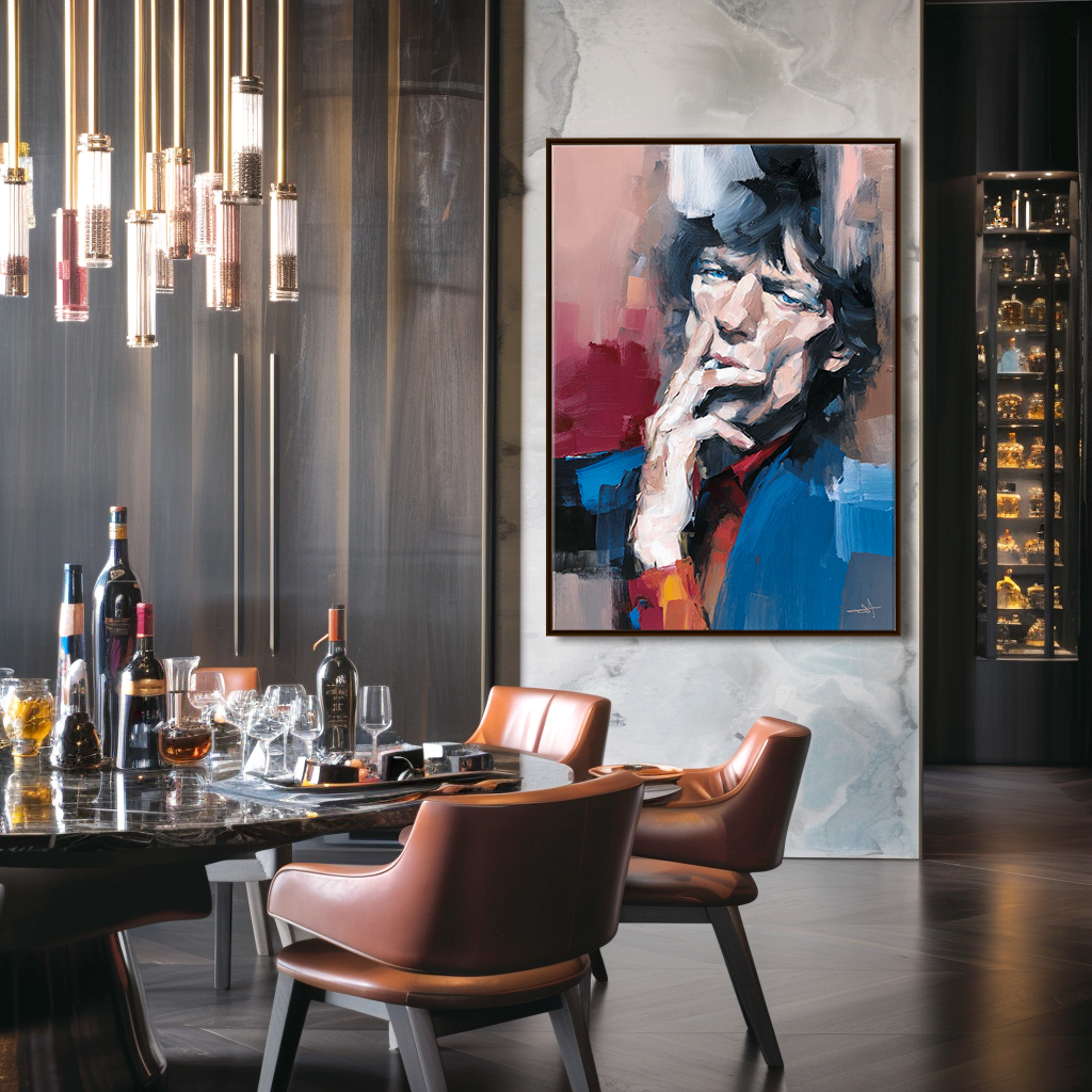 Abstract Portrait Art – Bold Expression with Blue and Red Tones