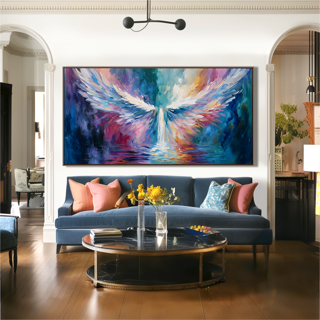 Colorful Angel Wings - Abstract Oil Painting of Light and Emotion