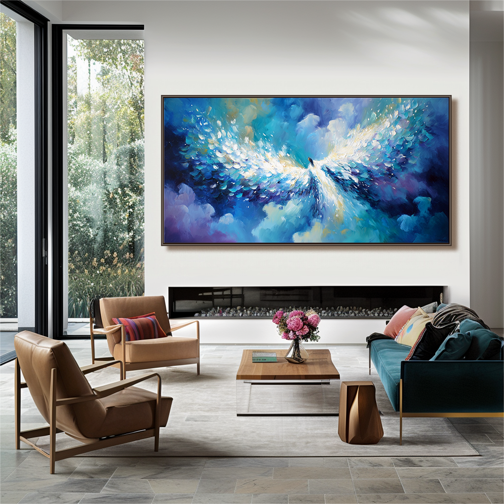 Angel Wings in Flight - Vibrant Abstract Oil Painting