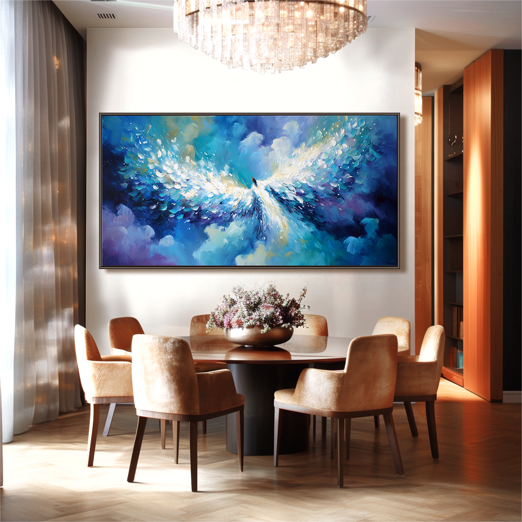 Angel Wings in Flight - Vibrant Abstract Oil Painting