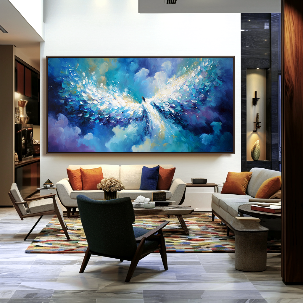 Angel Wings in Flight - Vibrant Abstract Oil Painting