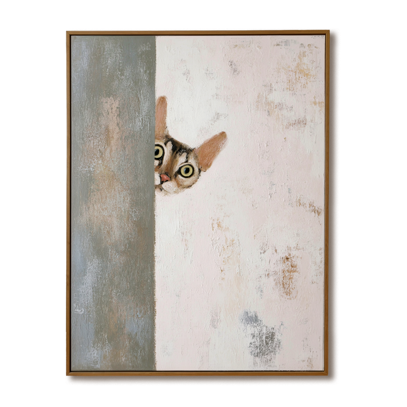Curious Cat – Whimsical Abstract Painting with Playful Charm