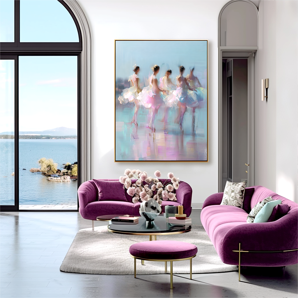 Abstract Ballet Dance Art – Soft Brush Strokes in Pastel Tones