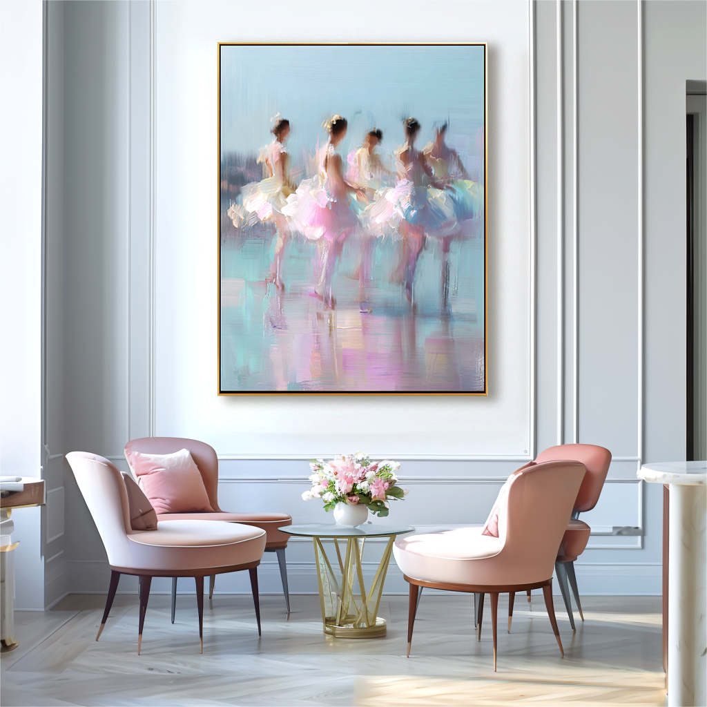 Abstract Ballet Dance Art – Soft Brush Strokes in Pastel Tones