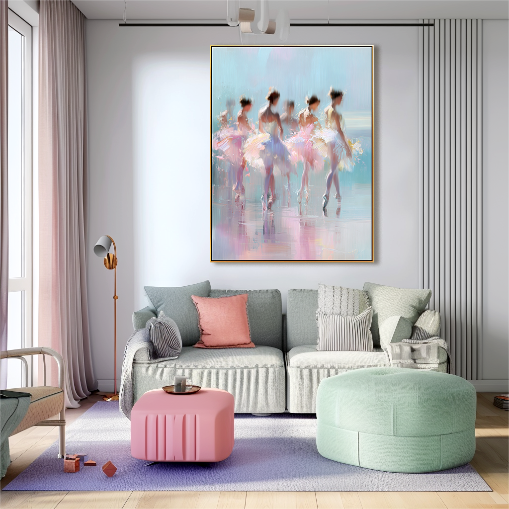 Graceful Ballet Dancers in Motion – Abstract Art with Soft Brushstrokes