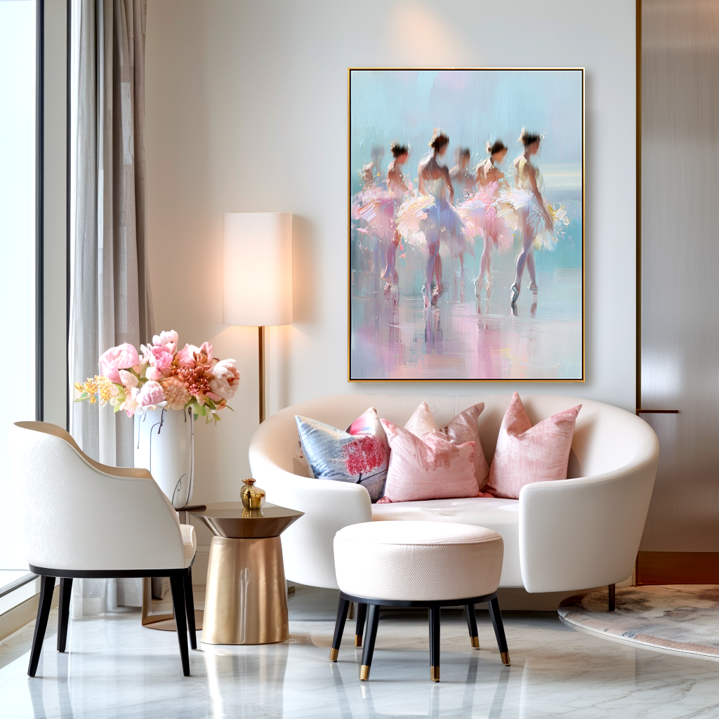 Graceful Ballet Dancers in Motion – Abstract Art with Soft Brushstrokes