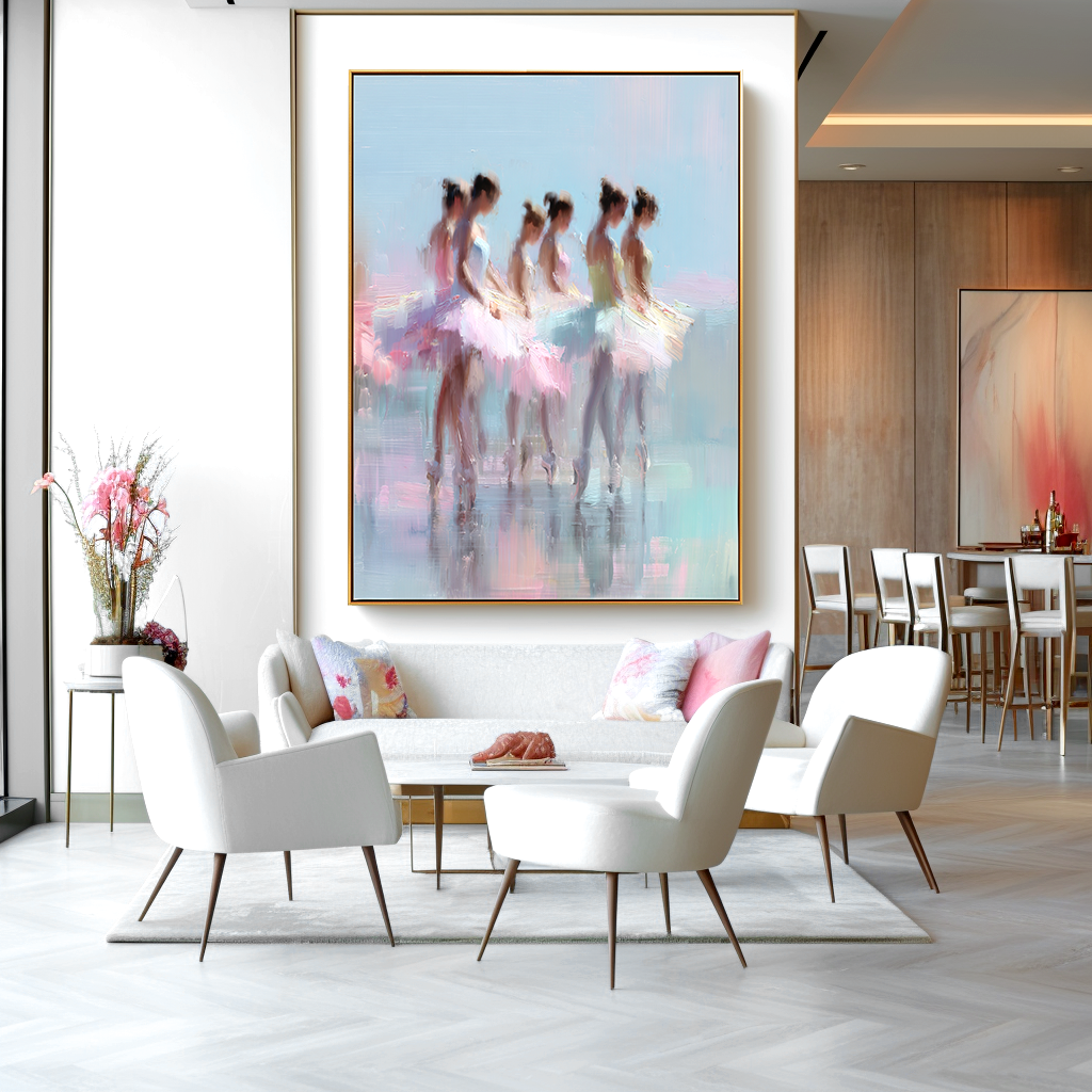 Ballet Dancers in Motion – Abstract Art with Soft and Dreamy Brushstrokes