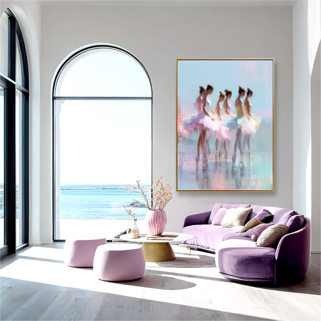 Ballet Dancers in Motion – Abstract Art with Soft and Dreamy Brushstrokes