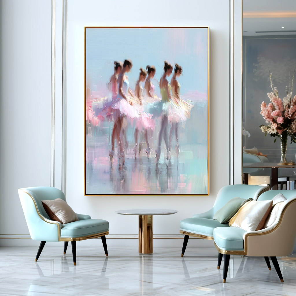 Ballet Dancers in Motion – Abstract Art with Soft and Dreamy Brushstrokes
