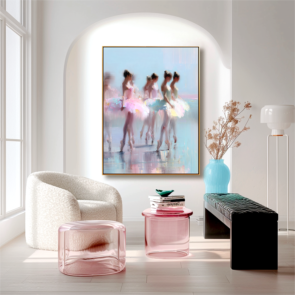 Elegant Ballet Dancers – Soft Abstract Art in Dreamy Pastels