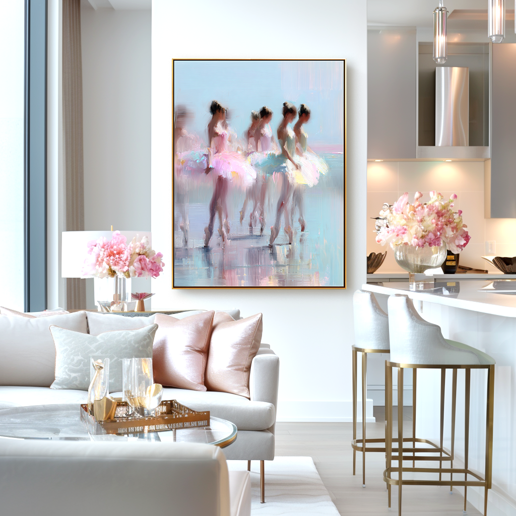 Elegant Ballet Dancers – Soft Abstract Art in Dreamy Pastels