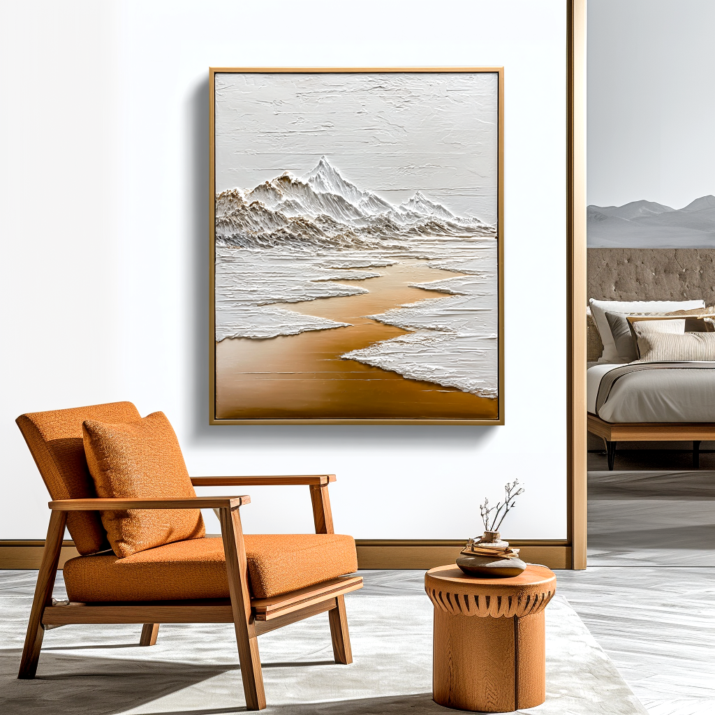 Textured Mountain Landscape - Minimalist Oil Painting