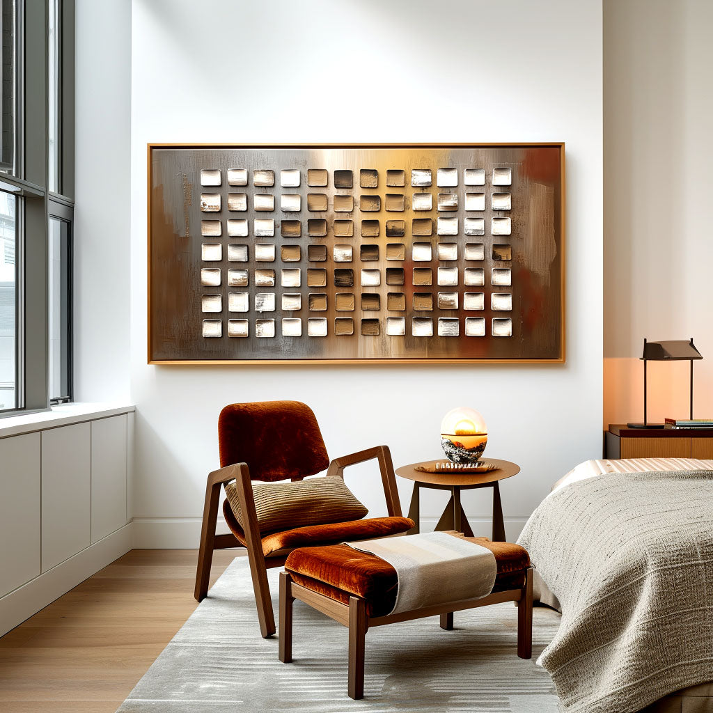 Abstract Grid - Textured Square Blocks in Earthy Tones