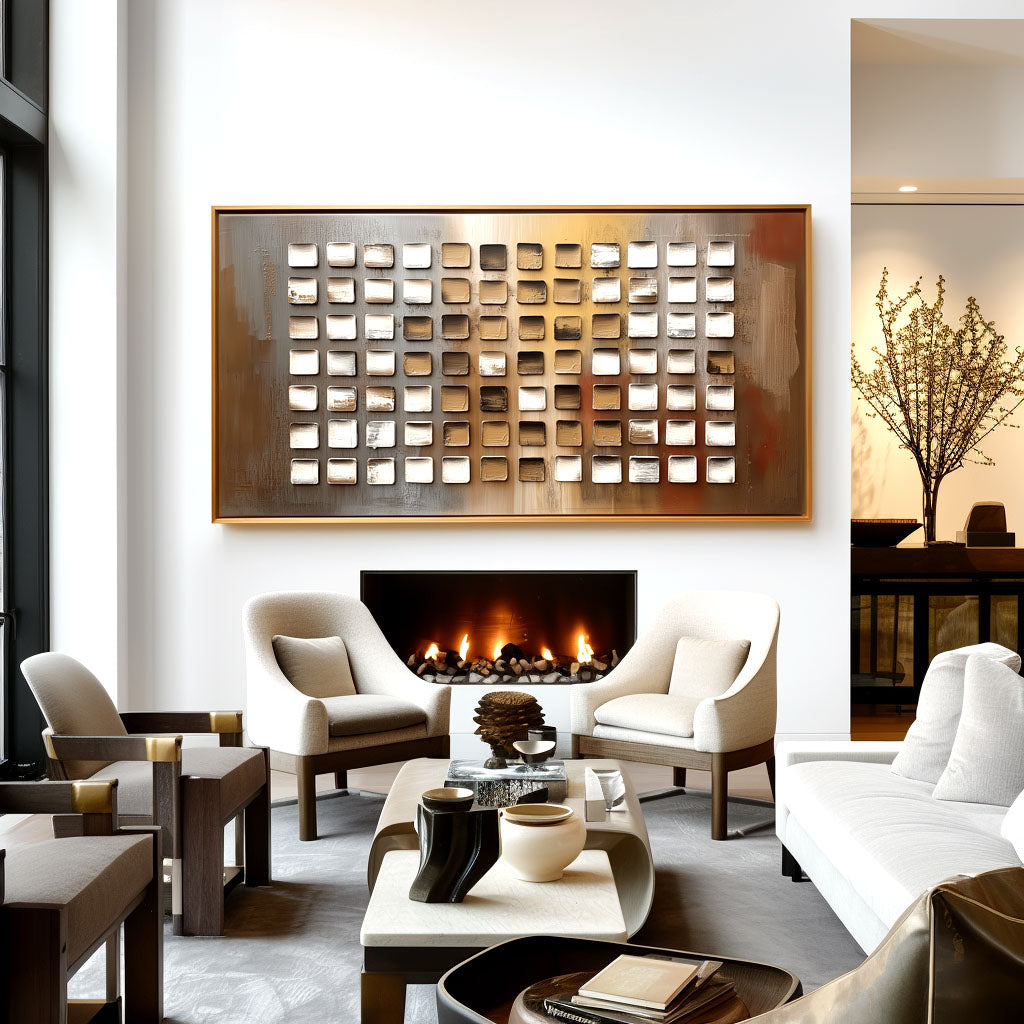 Abstract Grid - Textured Square Blocks in Earthy Tones